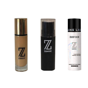 Pack Efecto Filtro Zanvic – Base de Maquillaje + Iluminador + Fijador - Zanvic
